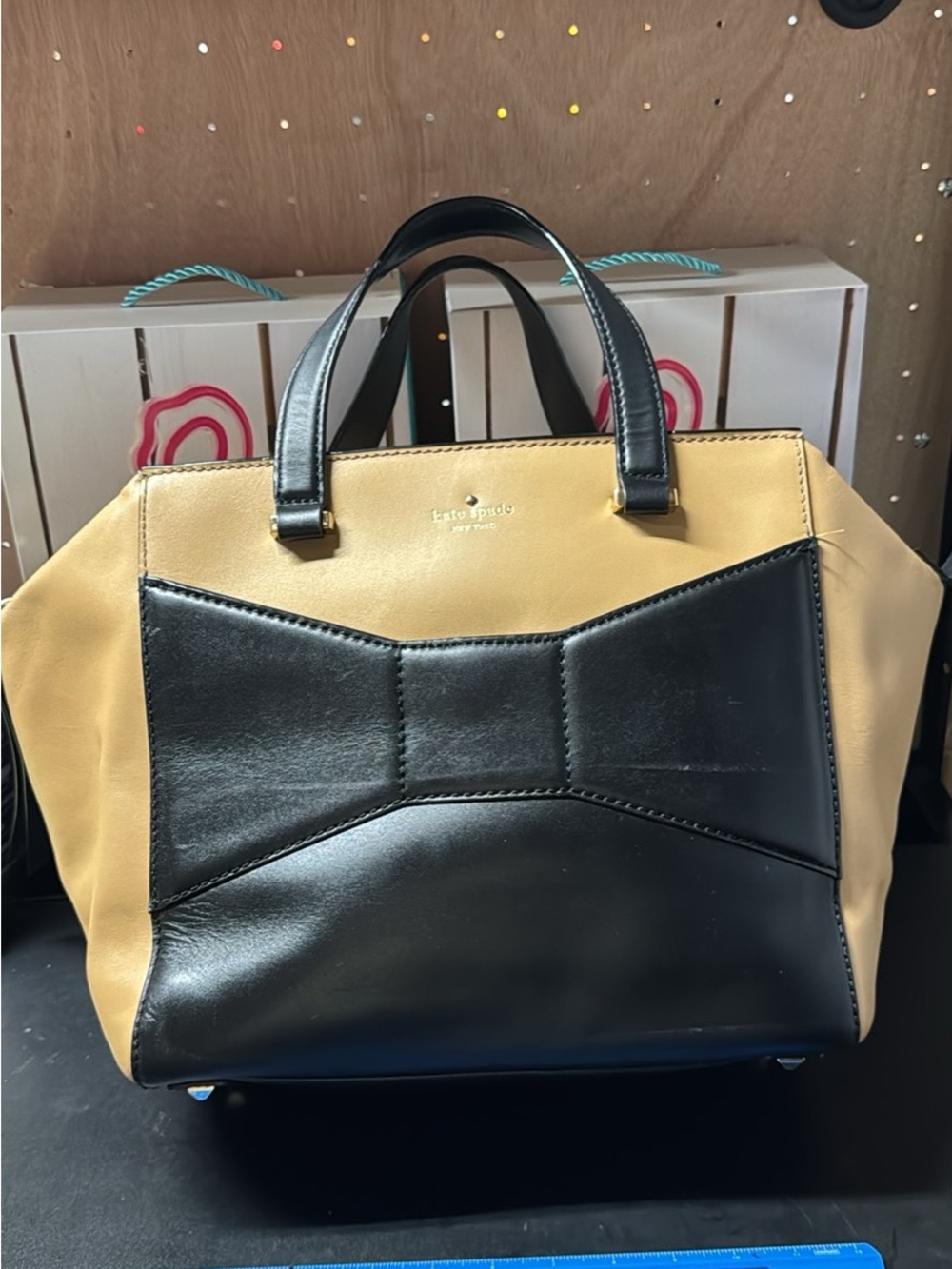 kate spade Black and Mustard Bow-Front Satchel